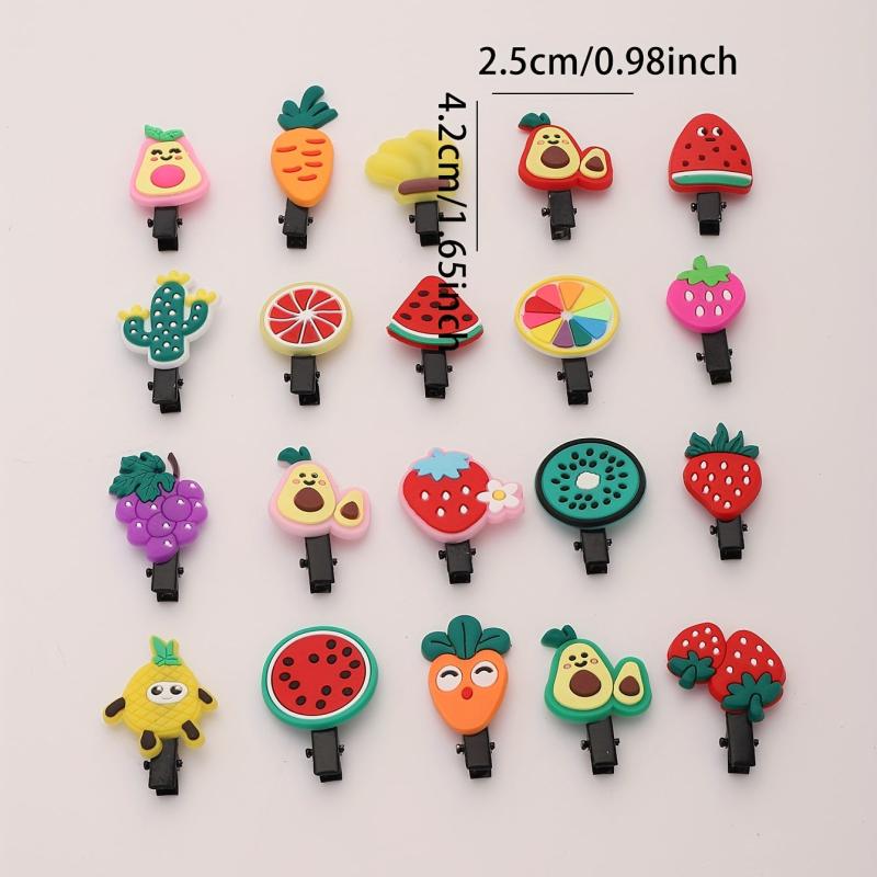 20pcs Baby Girls Fruit Hair Clip Strawberry Watermelon Duck Billed Clip