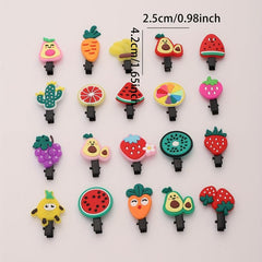20pcs Baby Girls Fruit Hair Clip Strawberry Watermelon Duck Billed Clip