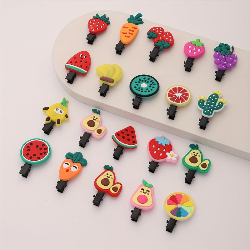 20pcs Baby Girls Fruit Hair Clip Strawberry Watermelon Duck Billed Clip