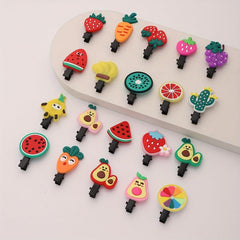20pcs Baby Girls Fruit Hair Clip Strawberry Watermelon Duck Billed Clip