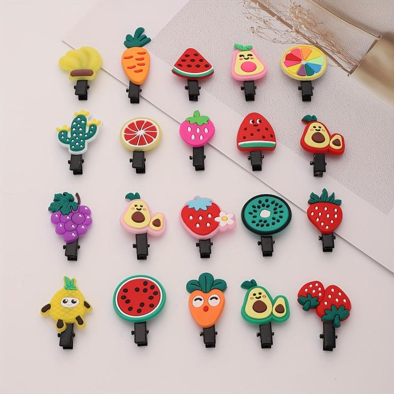20pcs Baby Girls Fruit Hair Clip Strawberry Watermelon Duck Billed Clip