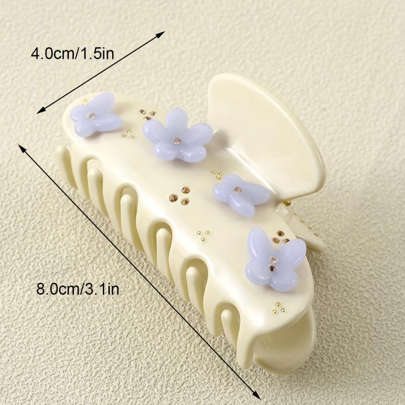 Acrylic Flower Rhinestone Hair Claw Large Shark Clip