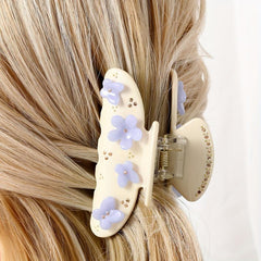 Acrylic Flower Rhinestone Hair Claw Large Shark Clip