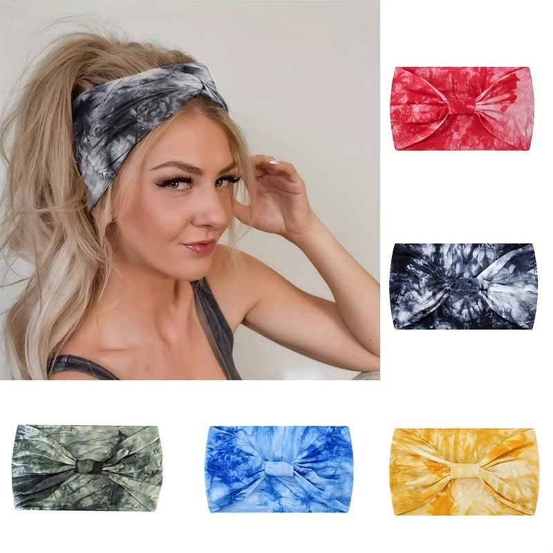Boho Tie Dye Wide Head Wrap Turban Stretch Headband
