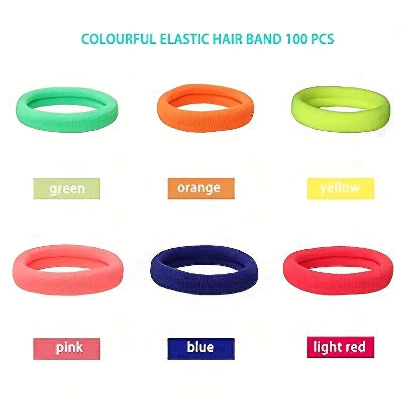 100pcs Colorful Seamless Rubber Band Hair Tie Hair Rope Hair Accessories