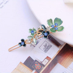 Vintage Flower Hair Pins Rhinestone Acrylic Resin Hair Clips