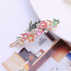 Vintage Flower Hair Pins Rhinestone Acrylic Resin Hair Clips