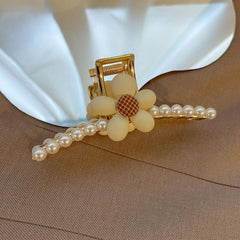 Pearl Heart Flower Metal Hair Grab Clear Hair Claws Hair Claw