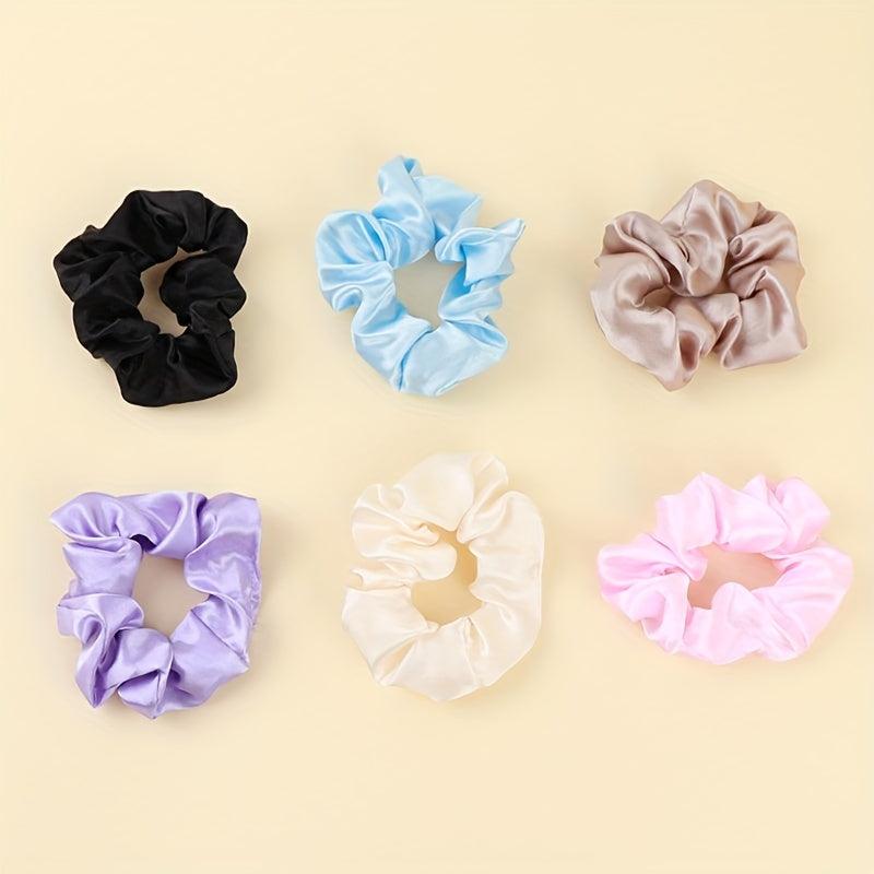 6Pcs Girls Large Hair Tie Scrunchie Elastic Bands Ponytail Hair Accessories