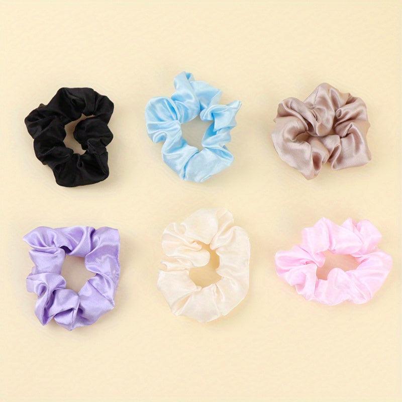 6Pcs Girls Large Hair Tie Scrunchie Elastic Bands Ponytail Hair Accessories