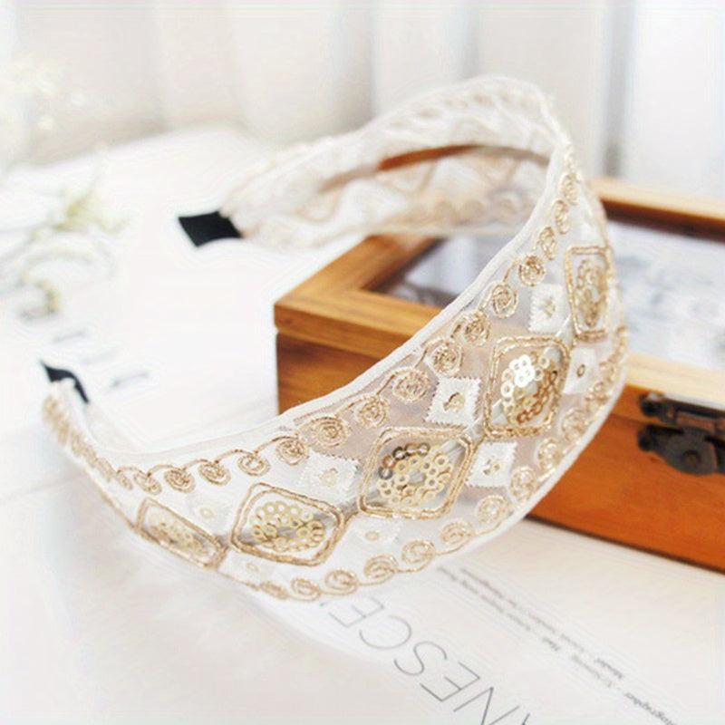 Boho Lace Sequin Headband Retro Style Hair Accessories Women