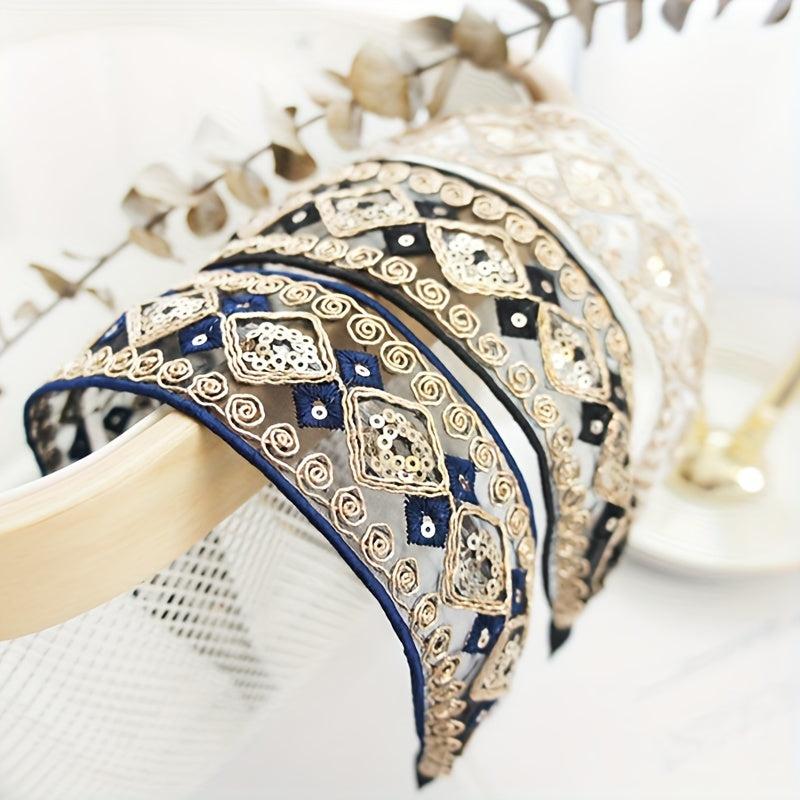 Boho Lace Sequin Headband Retro Style Hair Accessories Women