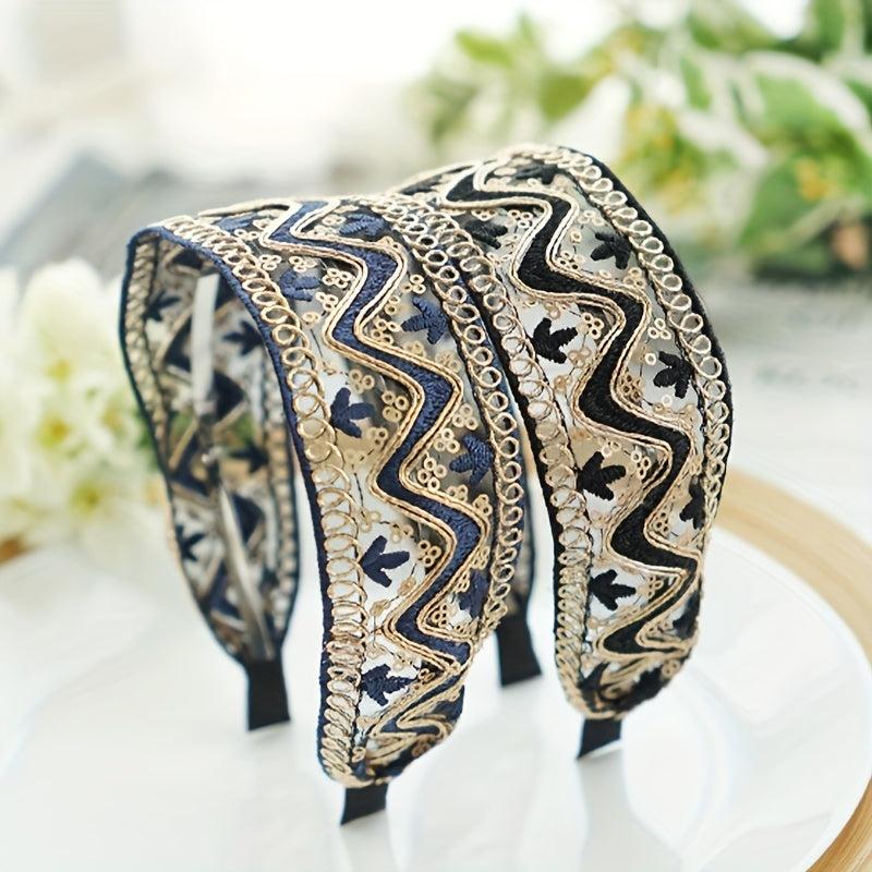 Boho Lace Sequin Headband Retro Style Hair Accessories Women