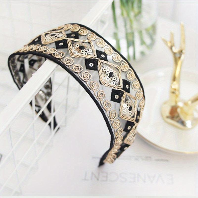 Boho Lace Sequin Headband Retro Style Hair Accessories Women