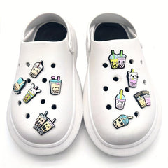 16pcs Bubble Tea Pattern Shoe Charms for Clog Kids Women Girl Sandals
