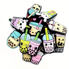 16pcs Bubble Tea Pattern Shoe Charms for Clog Kids Women Girl Sandals