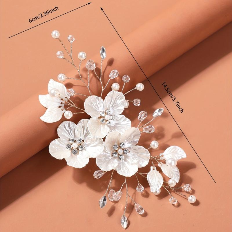 Glitter Beaded Flower Hair Clip for Wedding Bridal Hair