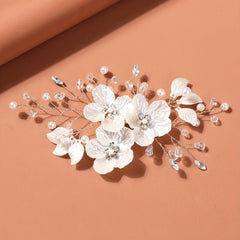 Glitter Beaded Flower Hair Clip for Wedding Bridal Hair
