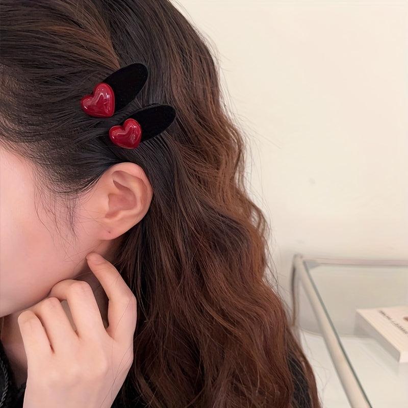 4pcs Retro Heart Decor Hair Clips Hair Pins Hair Accessories For Women Girls