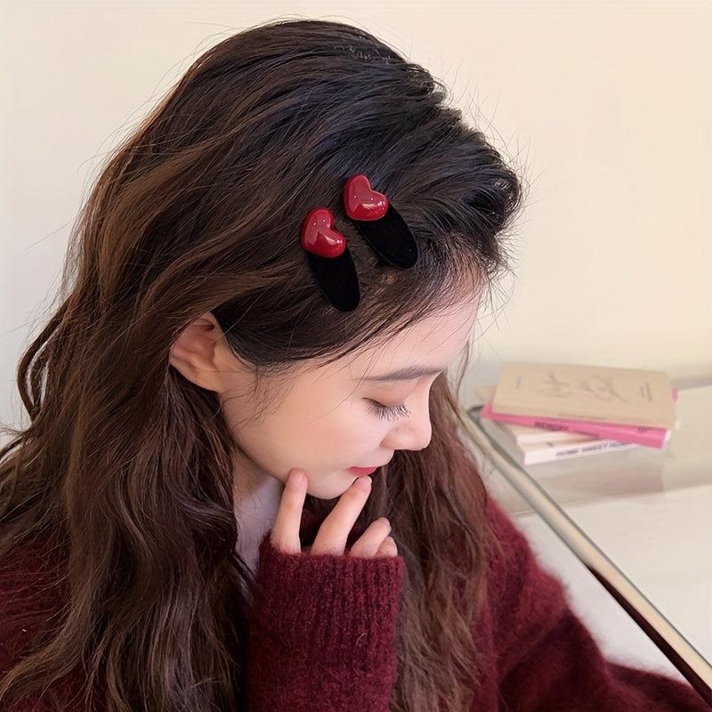 4pcs Retro Heart Decor Hair Clips Hair Pins Hair Accessories For Women Girls