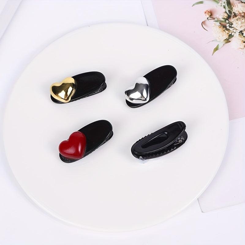 4pcs Retro Heart Decor Hair Clips Hair Pins Hair Accessories For Women Girls
