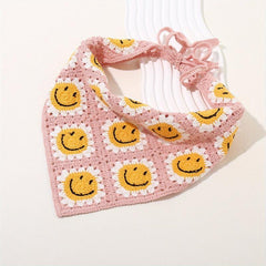 Smiling Pattern Crochet Triangular Scarf Sweet Sunflower Weaving Headband