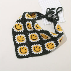Smiling Pattern Crochet Triangular Scarf Sweet Sunflower Weaving Headband