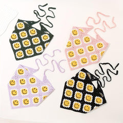 Smiling Pattern Crochet Triangular Scarf Sweet Sunflower Weaving Headband