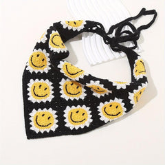 Smiling Pattern Crochet Triangular Scarf Sweet Sunflower Weaving Headband