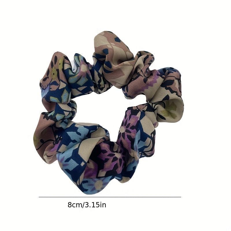 Boho Flower Print Hair Tie Elastic Ponytail Holder Women Girls Accessories