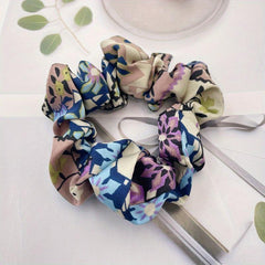 Boho Flower Print Hair Tie Elastic Ponytail Holder Women Girls Accessories