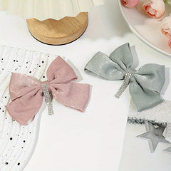 Rhinestone Tassel Hair Barrettes Bowknot Hair Clips for Women Girls