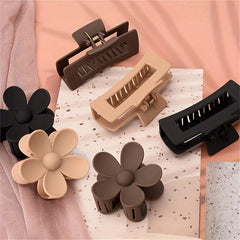6pcs Solid Hair Claw Clip Flower Shaped Ponytail Holder