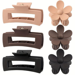6pcs Solid Hair Claw Clip Flower Shaped Ponytail Holder