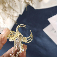 Faux Pearl Tassel Hair Claw for Women