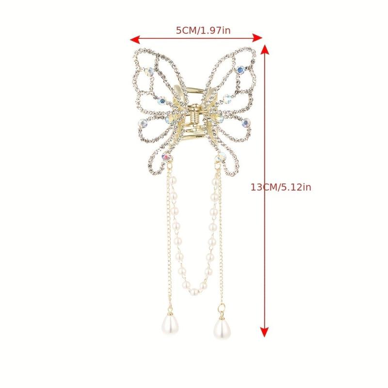 Faux Pearl Tassel Hair Claw for Women