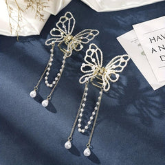 Faux Pearl Tassel Hair Claw for Women