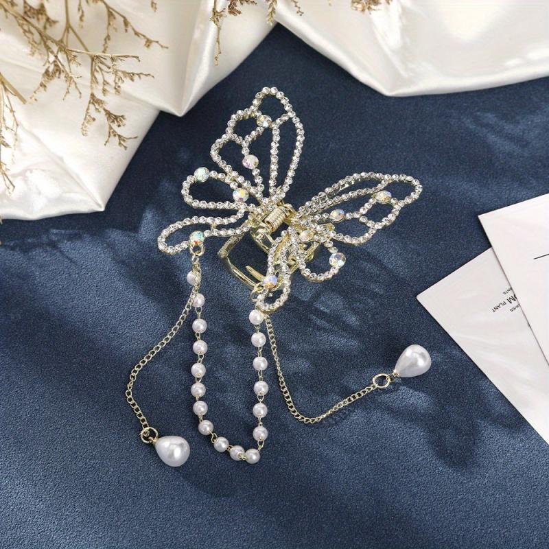 Faux Pearl Tassel Hair Claw for Women
