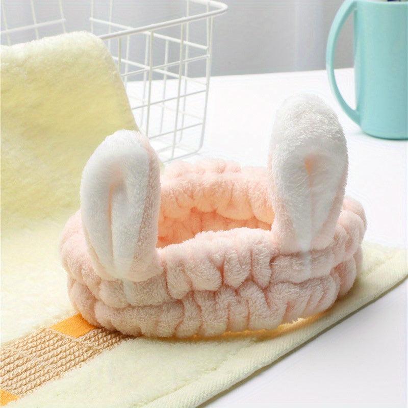 Plush Cat Ears Headband Stretchy Head Hoop for Skincare