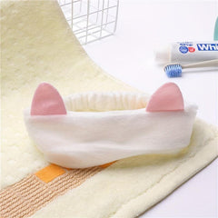 Plush Cat Ears Headband Stretchy Head Hoop for Skincare