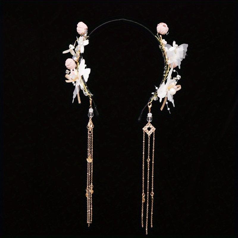 Chinese Style Hairband With Tassel Butterfly Flower Holiday Jewelry