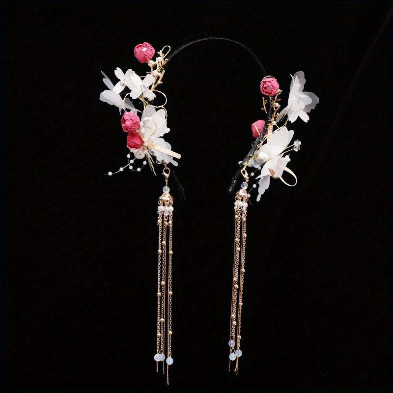 Chinese Style Hairband With Tassel Butterfly Flower Holiday Jewelry