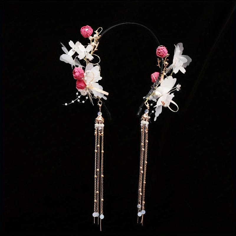 Chinese Style Hairband With Tassel Butterfly Flower Holiday Jewelry