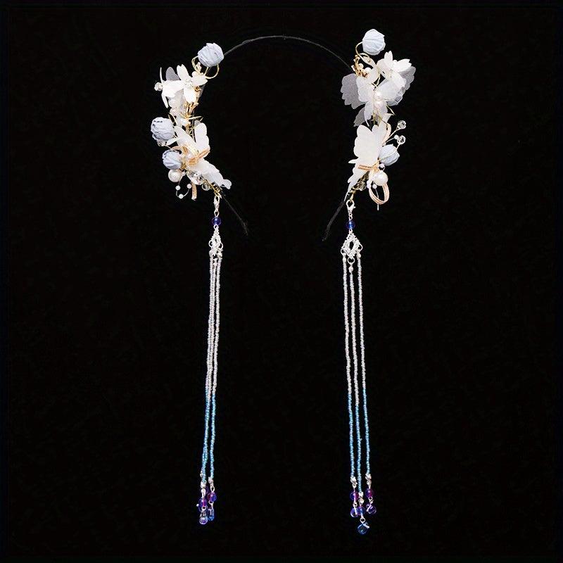 Chinese Style Hairband With Tassel Butterfly Flower Holiday Jewelry
