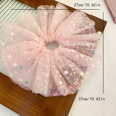 Wide Brim Sequin Organza Scrunchies Glitter Hair Tie Large Hair Accessories