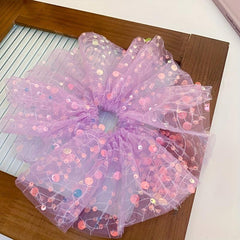 Wide Brim Sequin Organza Scrunchies Glitter Hair Tie Large Hair Accessories