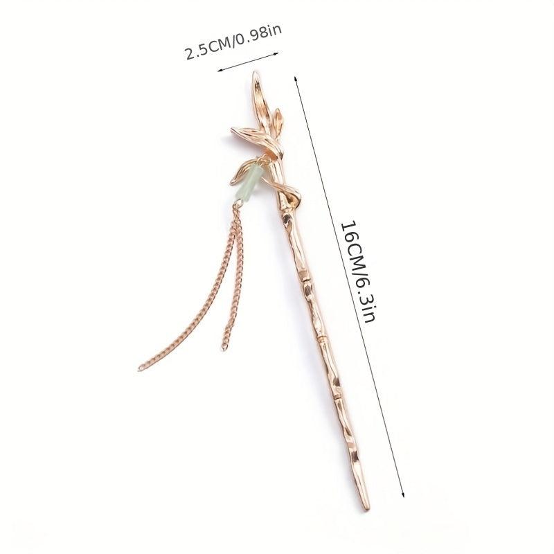 Bamboo Shaped Hair Stick With Chain Tassel Chinese Style Hair Pin