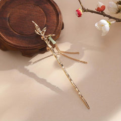 Bamboo Shaped Hair Stick With Chain Tassel Chinese Style Hair Pin