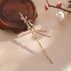 Bamboo Shaped Hair Stick With Chain Tassel Chinese Style Hair Pin