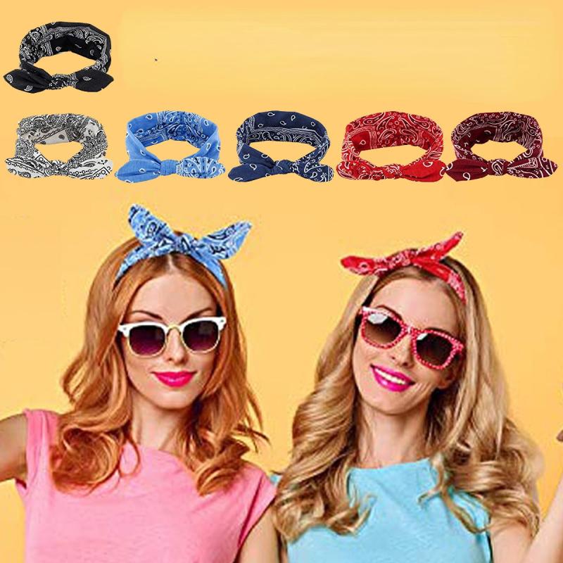 Paisley Print Headband Boho Hair Band Retro Cross Knot Elastic Hair Band